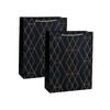 DWUENT 23x18cm Black Foiled Gift Bags 2pcs - Medium Birthday