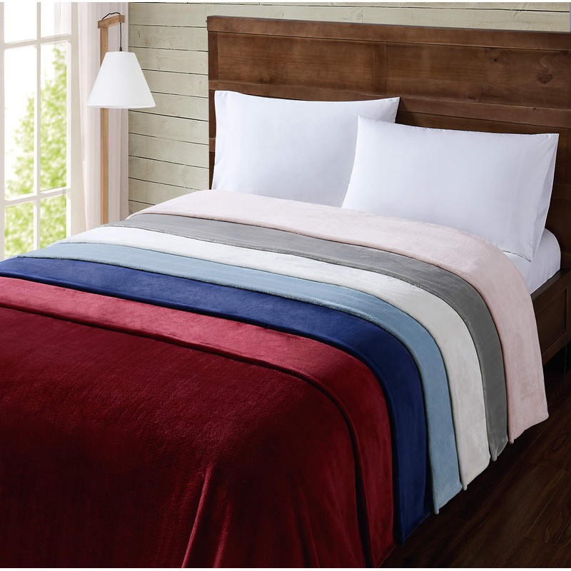 Truly Soft Velvet Plush Grey Polyester 1-Piece Full/Queen Blanket, Solid