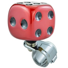 Temzzer Dice Shape Steering Wheel Assist Knob Resin Car Turning Wheel Suicide Spinner for Most Manual Automotive Vehicles (Red, Black)