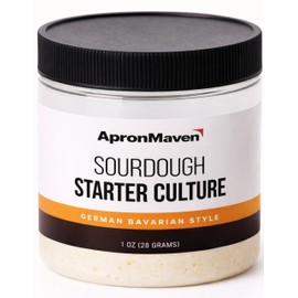 Premium Live Sourdough Starter Culture - German Bavarian Flavorful Style - Fresh Liquid Sour Dough in Jar - With Simple Beginner Friendly Feeding Instructions for Homemade Bread Baking