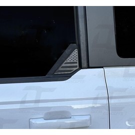 Decal Concepts American Flag Rear Corner Window Accent Decal (Fits Bronco 4 Door 2021-2025) (Flat Black)