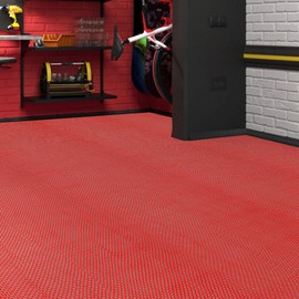 Drainage Non Slip Mat, 3x10Ft PVC Mesh Hollow Door Mat Roll 5mm Thickness Commercial Floor Mat for Bathroom Swimming Pool Kitchen Washroom (Red, 3x10Ft)