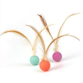GOODCHI Cat Toy, Feather, Ball, Cats, Relieves Lack of Exercise, Stress Relief, Popular, Feather Toy, Cat Play Supplies, Pack of 3