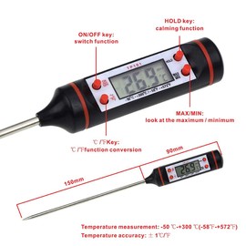 VStore Digital Kitchen Thermometer with 5S Instant Reading 5.9 Inch Long Probe Anti-Corrosion LCD Screen Best for Meat Grill Milk and Bath Water