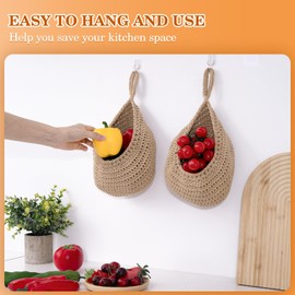 JMGO 3 Packs Jute Hanging Wall Basket Onion Handwoven Hanging Basket Storage for Kitchen Fruit Potato Veggie Vegetable