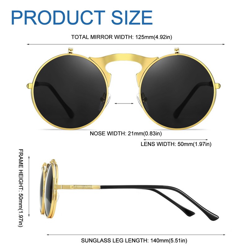 Glclrs Round Flip Up Sunglasses – Small Flip-Up Shades with