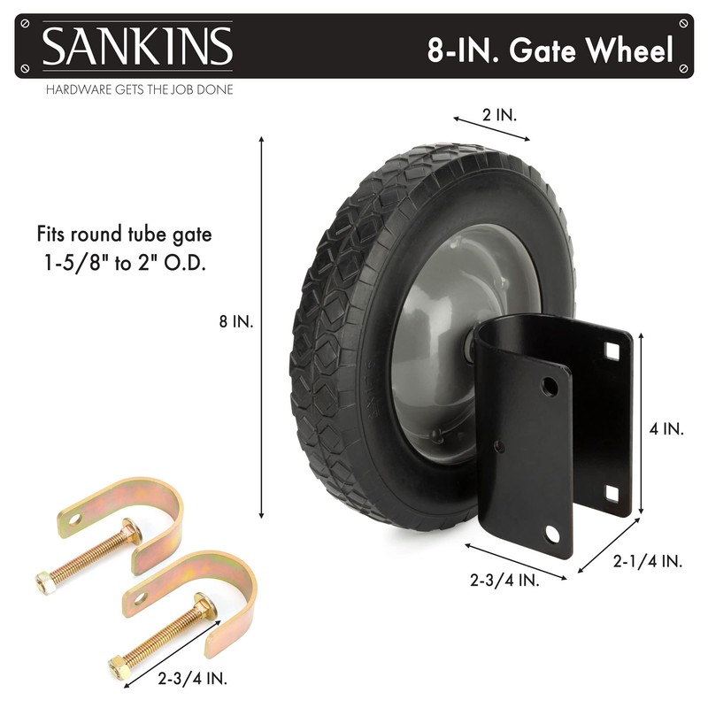 SANKINS Gate Wheel 8" Rubber Gate Caster Heavy Duty Gate