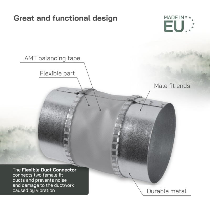 Vent Systems 4" Inch Flexible Vibration-Reducing Duct Connector – Round