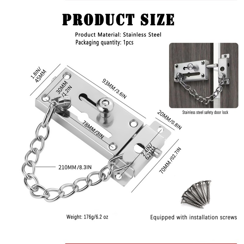 Door Chain Lock Locks Bolt Latch Guard Double Safety Security