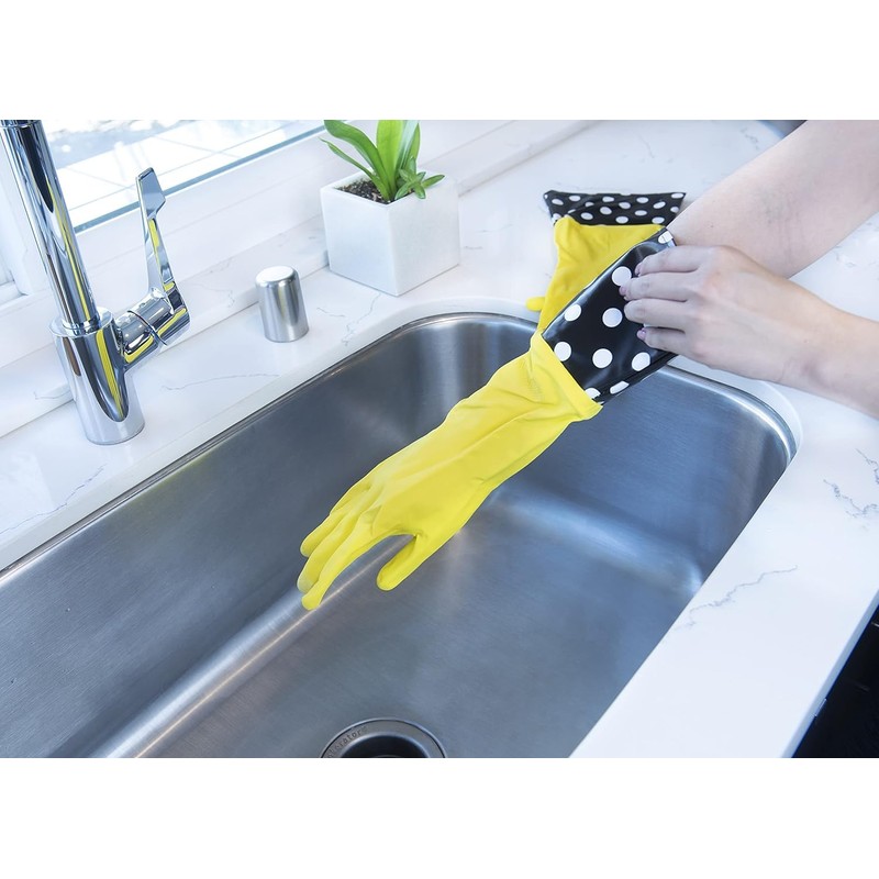 Evriholder Glam-Gloves Reusable Latex Dishwashing Gloves for Kitchen or Cleaning,