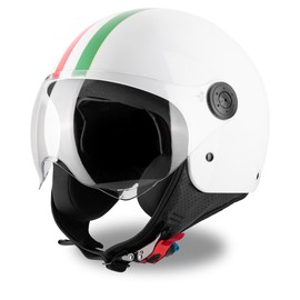 VINZ Gavia Scooter Helmet Jet Helmet Moped Helmet Men and Women in Sizes XS-XXL Jet Helmet with Visor and Italian Flag ECE 22.06 Certified Motorcycle Helmet Available