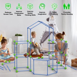 140 PCS Fort Building Kit for Kids Age 4-10, Den Building Kit Fort Toys