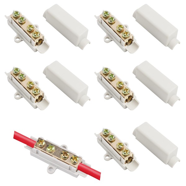 Pack of 5 Wire Connectors, Brass Conductor Terminals, 100 A