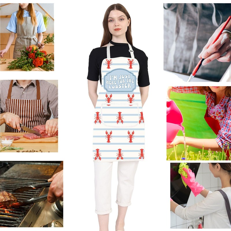 JXGZSO Lobster Aprons Lobster Cooking Apron with Pockets Lobster Kitchen