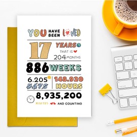 COLINHELIN 17th Birthday Card, Happy 17th Birthday Gifts for Him Her, Funny 17th Birthday Decorations for Boys Girls, 17 Year Old Birthday Gifts for Son Daughter