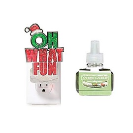 Yankee Candle OH What Fun Night Light Scent-Plug Diffuser Base with a Snow-Dusted Bayberry Leaf Home Fragrance Electric Refill
