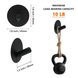 Freshfresh 4 Pack Self Adhesive Hooks Towel Hanger Stainless Steel Stick on Wall for Coat Robe Clothes Bathroom Shower Toiletries Kitchen Storage, Waterproof & Heavy Duty Sticky, Black