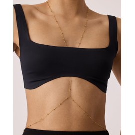 PAVOI 14K Gold Plated Body Chains Jewelry for Women | Layered Body Jewelry Festival Summer (Beaded, White Gold)