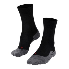 FALKE ESS Trekking TK5 socks, 1 pair, UK size 5.5-6.5 (EU 39-40), Black, virgin wool mix - Sweat wicking, fast drying, direct shoe contact