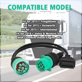lydesor J1939 9 Pin to OBD 2 Female Adapter Cable,Work with Truck Diagnostic Scanner Type 2 Green J1939 Diagnostic Connector,OBD to 9 Pin J1939 Y Cable Fit for Heavy Duty Commercial Truck ELD GPS