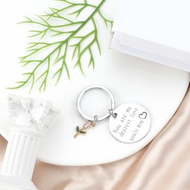 Elegant Stainless Steel Keychain with Rose Charm, 'You Are My Dearest Love You're Mine' Quote, Perfect for Couples, Valentine's Day Gifts, Cute Keychain Accessories for Women, Modern Simple Design