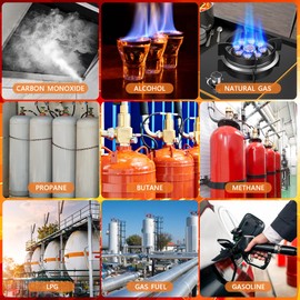 Carbon Monoxide Detectors, 2Pack 4-in-1 Natural Gas Leak Detector, Plug in Wall CO Alarms with AC Socket and Temperature & Humidity Monitoring for RV, Home, Hotel (White)