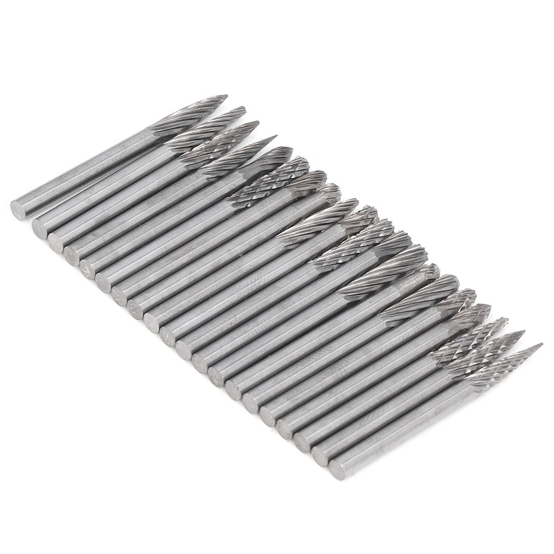20Pcs Tungsten Carbide Burr Set Cutter Bit Cone End Mill