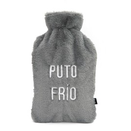 Fissure P*to Frío Hot Water Bottle Grey 2 Litre Hot Water Bottle with Soft Cover Pain Relief Bag Washable Dimensions: 18.5 x 33 cm
