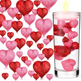 MTLEE 120 Pcs Valentine Pearls Vase Filler Heart Pearls for Floating Candles Centerpiece for Valentine Wedding Dinning Table, 14/20/30 mm No Water Gel(Red, Pink,Modern Style,)