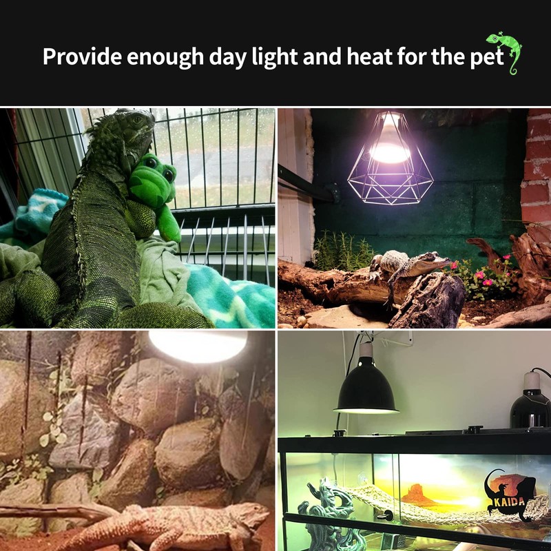 FIVEAGE 100W UVA Reptile Basking Spot Heat Lamp, White Cover