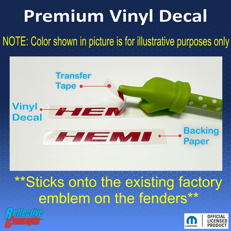 Reflective Concepts HEMI Emblem Overlay Decal Stickers (Pair) - 2011-2019