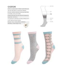 1SOCK2SOCK - Women's 3 Pack Casual Medium Crew Socks - Super Soft Cotton with Colorful Patterns (Pink Mix)