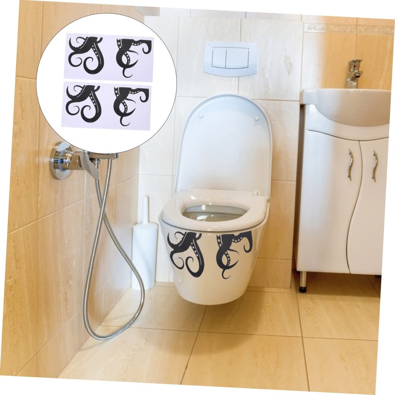 TOVINANNA 4sheets Octopus Wall Stickers Funny Toilet Decor for Bathroom