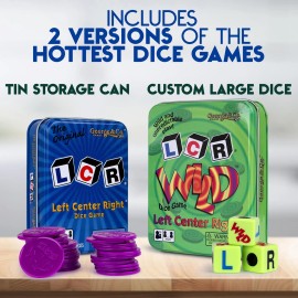 George & Company Llc LCR (Left Right Center) in Blue & Dice Game in Green Tin Gift Set Bundle - 2