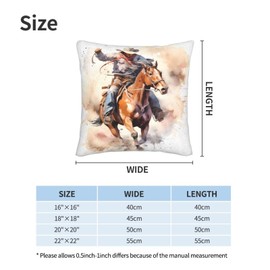 Vintage Western Ranch Riding Horse Throw Pillow Covers 18 X 18 Inch Set of 2 Pillow Cases Decoration Cushion Cover for Sofa Bedroom Living Room Outdoor