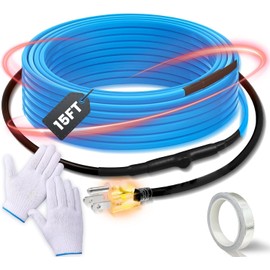 120V Heat Tape with Thermostat for Pipe Freeze Protection, 15 Feet Heat Trace for Water Pipes, 5 W/Ft, Electric Self-regulating Pipe Heating Tape for Metal and Plastic Pipes SnulyHeet