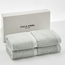 Calla Angel New York [Egyptian Super Long Cotton GIZA86 100%] Premium Hand Towels, 4-Piece Set, High Absorbency, Soft, Twist-Spun, Solid, High-Quality Cotton, OEKO-TEX Certified, Hotel-Grade, Gift