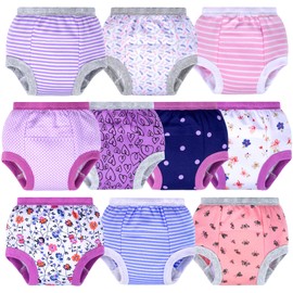 BIG ELEPHANT Potty Training Underwear, 100% Cotton Absorbent Unisex Toddler Pee Pants for Boys & Girls (Floral Series, 10-pack, 2T)