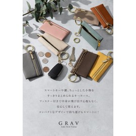 GRAV 2025 Women's Key Case, Soft and Comfortable High Quality Genuine Leather Grain Texture), Cute, Cute, Smart Key Case (Sturdy and Scratch Resistant to Dirt and Scratches), Stylish, Car, Ultra