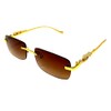 Dweebzilla Metal Jaguar Slim Rimless Luxury Rectangular Sunglasses (Gold Metallic