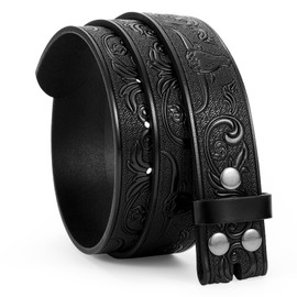 WERFORU Western Leather Belt Strap for Men Women Cowboy Western Belts without Buckle Men Western Leather Belt for Jeans Pants Dresses,A-black-cow pattern,Fit Size 37"-41"