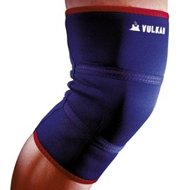 Vulkan Classic Neoprene Knee Support, Navy Blue/Red, X-Small, 26-30 cm Knee Circumference, 3-Piece Contoured Knee Support, Aerotherm Lining, Neoprene Compression, Ideal for Cold-Sensitive Joints