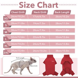 Jacket for Cats, Bodysuit for Cats, Jumper for Cats, Surgical Bodysuit, Cat Jumper, Cats Onesie, Cats Clothes, Cat Jumper (Red, S)