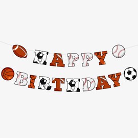 DIADARL Sports Happy Birthday Banner Sports Themed Party Decorations Sports Happy Birthday Banner Basketball Baseball Football Sports Banner for Boys Girls Theme Birthday Party Baby Shower Supplies