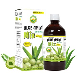 Basic Ayurveda Gooseberry Aloe Vera Juice Mix | First Pressed Amla & Aloe Herbal Detox Drink | No Added Sugar | Rich in Vitamin C | Supports Immunity, Skin & Digestion | 960ml (32.46 Fl Oz)
