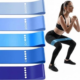 Genérico Cardio Beat Bandas de Resistencia, 5 Piezas, X-Light, Light, Medium, Heavy, X-Heavy, 30cm x 5cm, para Ejercicio en Casa o Gimnasio (Azul)