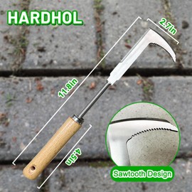 Crack Weeder,Stainless Steel Crevice Weeding Tool with Wooden Handle,L-shaped Side-Walk Crack Removal Tool,Weeding Artifact Uprooting Weeding Tool Used to Remove Moss from Gaps in Lawns and Gardens