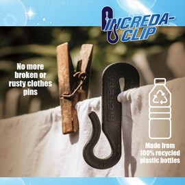Increda-Clip Plastic Clothes Pins: Weather-Resistant, Heavy Duty Clothespins - Laundry Clips Also Great for Gardening Plant Support, Bulk 60-Pack Made in Souh Africa from 100% Recycled Plastic