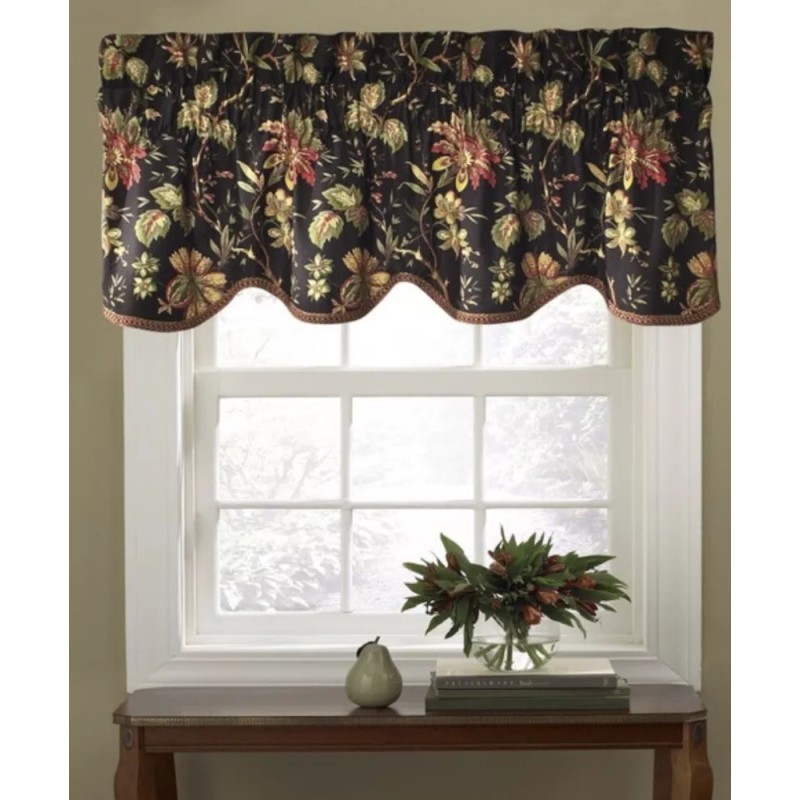 WAVERLY FELICITE NOIR UNLINED ROD POCKET VALANCE NOIR 50" X