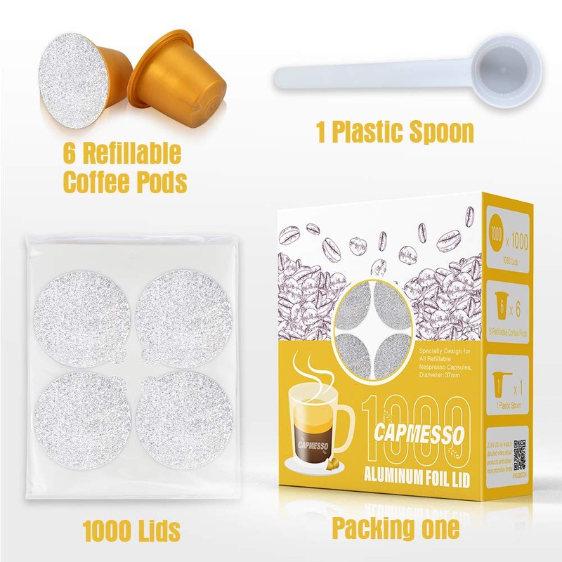CAPMESSO Espresso Foils and Refillable Capsules Sealing Lids for Reusable